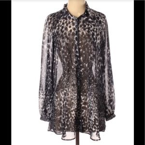 Cabi Blouse Black and White Animal Print Sheer XS